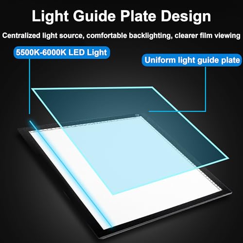 YCCLDIPL A3 Slide Viewer |Film Negatives & Old Slides Scanning Light Box | Light Pad Backlight | Negative Viewer | Hands-Free Ultra-Thin Ultimate Brightness (Includes USB Adapter) - Black