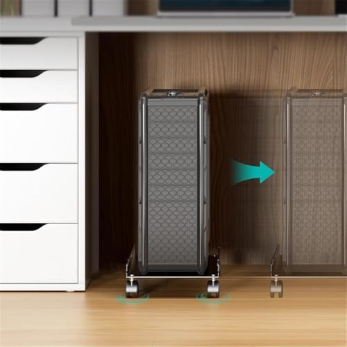 VHDY85KA Office Mobile PC Tower Stand CPU Stand with 4 Rolling Caster Wheels Simple CPU Cart Holder 2 Locking Rolling Caster Wheels, Fits Most PC Case Accessories