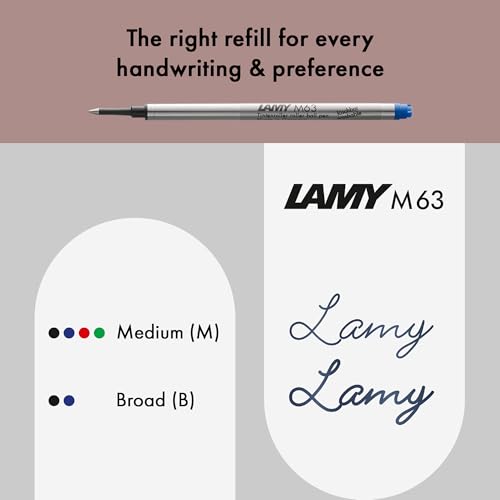 Lamy studio pianored - rollerball pen in elegant metal barrel - with propeller-shaped clip & in line width M M 63 rollerball refill in black