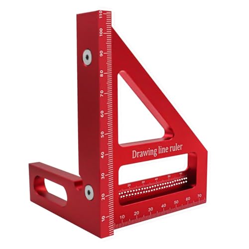 Multi functional alloy triangle ruler: a woodworking tool used for measuring 45 °/90 ° angles and line drawing-Tricolor