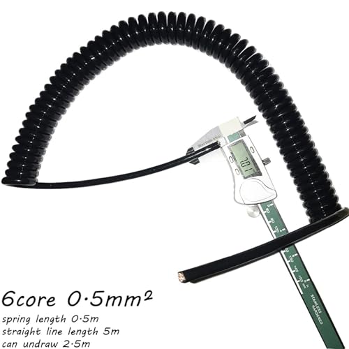Coiled 20AWG 6 Core Telescopic Power Cord Spring Wire Extensible Cable