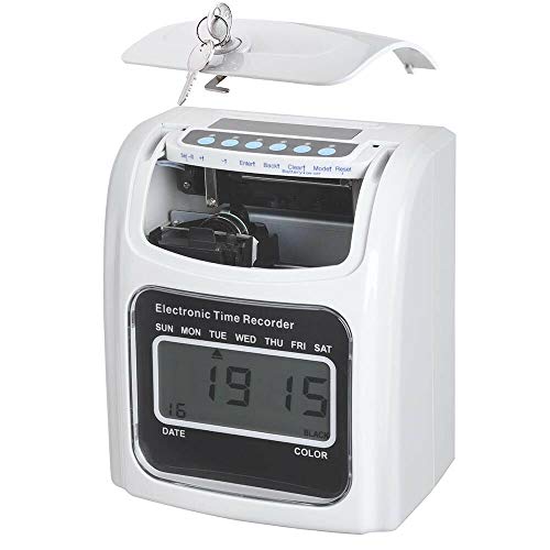 Employee Attendance Punch Time Clock Payroll Recorder LCD Display w/ 100 Cards