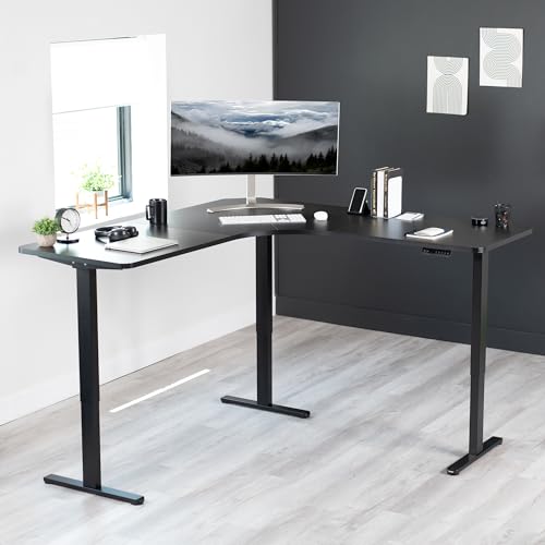 VIVO Black Electric Corner 3-Leg Standing Desk Frame, DESK-V123EB