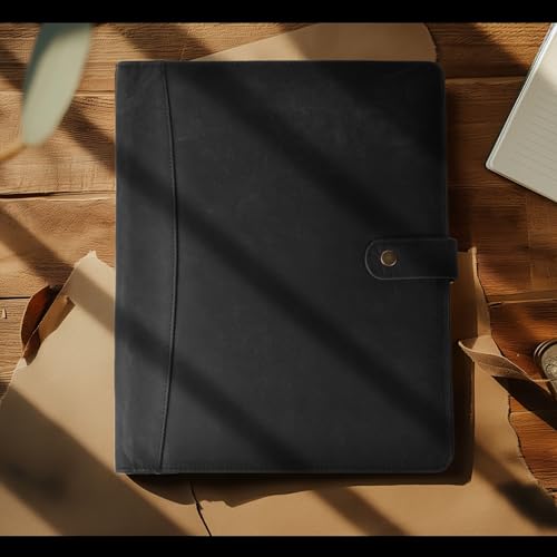 LEATHER VILLAGE Leather Portfolio for Men Women, Business Padfolio Folder