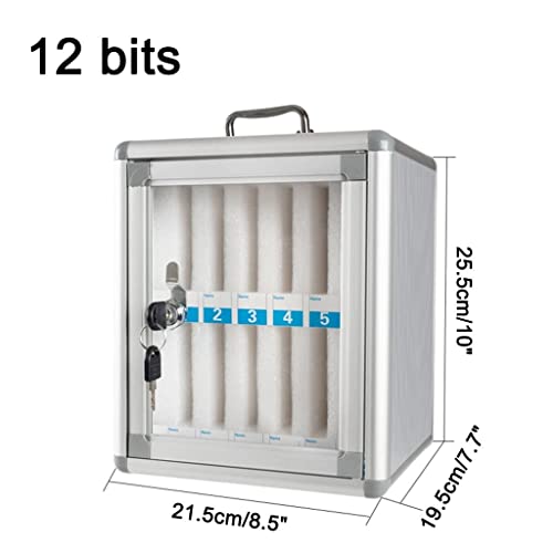 6/12/24 Bit Aluminum Alloy Pocket Chart Cell Phones Storage Cabinet for Cell Phones Wall-Mounted with A Locked Can Be Carried by Hand for Office Classroom (Color : Silver, Size : 6) (Silver 12)