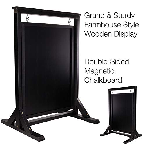 Black Handcrafted Chalkboard Sign: Uniquely Designed Wooden Sidewalk Sign Message Board with Double Sided Display. Alternative to A-Frame & Sandwich Board Signs. Use Chalk or Liquid Chalk Markers.