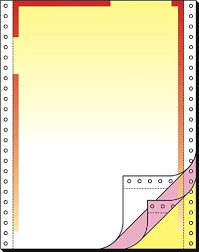 SIGEL 22256 Letter Listing Paper, 12" x 240 mm, pre-Punched, microperforated, 3-Part, 80/57 GSM, vp's, red/Yellow/Pink, Blank, 400 Sets