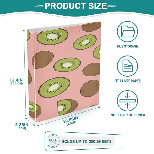 Xpdkjwd Singular Fruit Element Diagram 3 Ring Binder Can Hold 200 Letter Size Binders, Suitable for Home, Office, Dormitory, 2Pcs