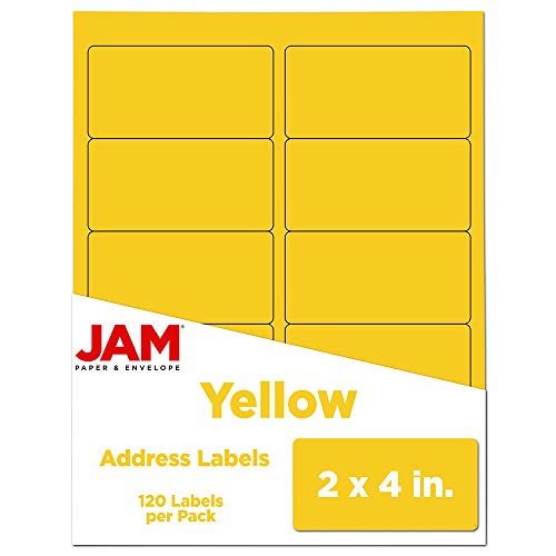 JAM PAPER Shipping Address Labels - Standard Mailing - 2 x 4 - Yellow - 20 Packs of 120
