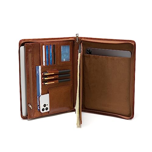 Geslun Leather Portfolio with Handle and Front Pocket, for 8.5 x 11 Notepad