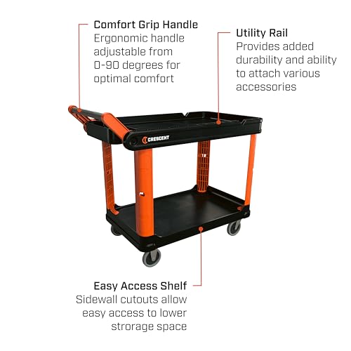 Crescent RAILWORKS 2 Shelf Industrial Utility Cart with 5" Hard Casters | IUC2SCBM