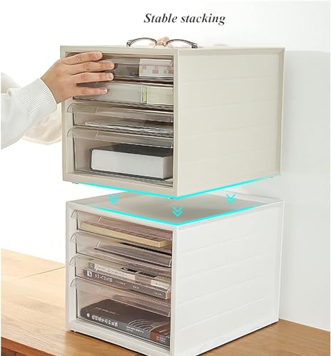 GenSDH A4 Flat File Cabinet Desktop Storage Box with Drawers for Office Supplies White Ideal for Home Office School Organize and Store Your Files Efficiently,Khaki