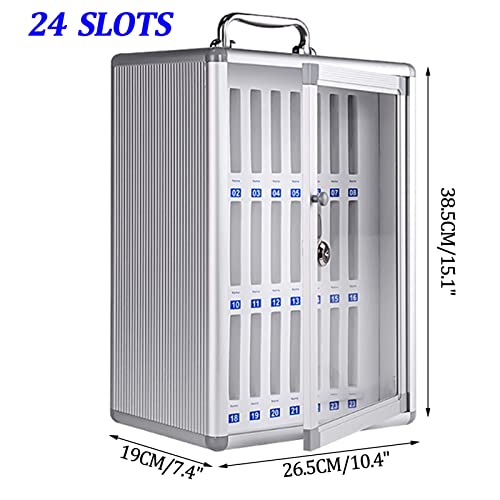 UHRLGHS Wall-Mounted,Lock Box Phone,Cell Phone Lock Box,Phone Storage,Wall Mount Storage Box,Phone Cabinet(Silver 24Slots)