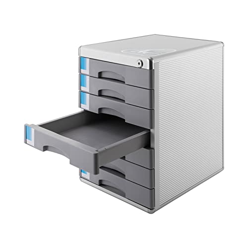 FALUSHAN File Cabinet, Desktop Drawer Organizer 7 Tier File Cabinet with Lock Drawer Storage Cabinet Organize Files for Homes, Offices, Schools (7 Layers)