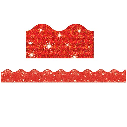 Trend Terrific Trimmers Scalloped Border, 2.25-Inch X 195-Ft, Red Sparkle (T-91410-6)
