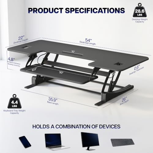 VIVO Black 54 in Standing Desk Converter, DESK-V054V