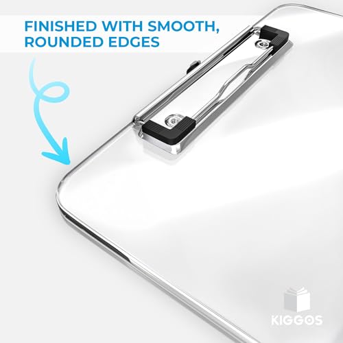 KIGGOS Acrylic Clipboards 12.5 x 9, Clear 25 Pack Letter Size Clip Boards with Low Profile Metal Clips, Hold up to 100 Sheets, Lightweight Set for Classroom, School, Office and Home