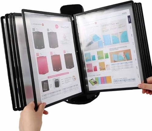 ZOCWJK Desk Reference Organizer - Catalog Display Rack, 10 and 20 Page Double-Sided Panels, Letter-Size, Desktop Flip Display Folder, for Office/Home Display and Storage A4 Documents,Black-10 Pages