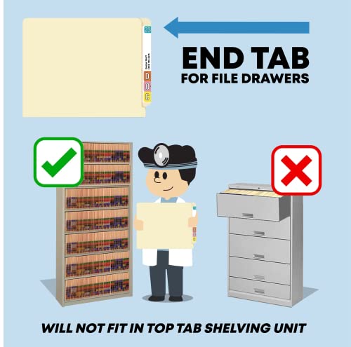 Self Adhesive Dividers for File Folders, Doctor Stuff, Side Hinge Divider with 2" Bonded Fastener on Front Side, 11 pt Manila Stock, Carton of 500