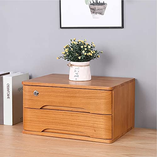 EliteBloom Flat File Cabinet Storage, Desktop Drawer Cabinet, Rustic Dresser, Wooden Desktop Storage Box with Lockable Drawers, Office Supplies A4/Receipt File Organizer, Solid Wood,A