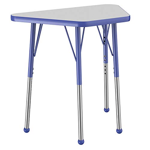 FDP 18" x 30" Trapezoid Table with Ball Glide Legs - Gray/Blue, 10064-GYBL