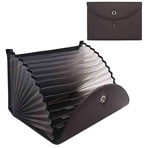 inBEKEA 13 Pockets Office A4 Document Wallet - GossipBoy Faux Leather Expanding File Organizer Accordion Business Folder - Easy Closure Design