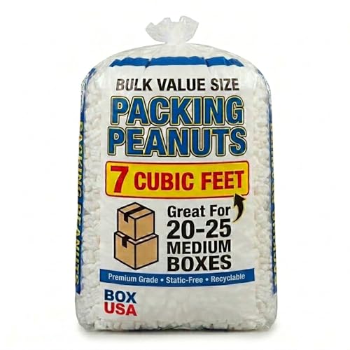 BOX USA White Packing Peanuts 7 Cubic Ft for Shipping & Packing