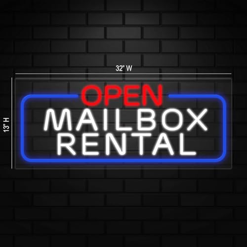 Open Mailbox Rental Neon Sign for Retail Displays | Value priced LED Flex Neon | Electronic Light Up LED Sign for Windows/Walls | 32"W x 13"H x 1"D