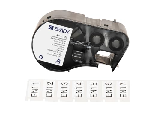Brady Authentic (M4-47-422) Aggressive Adhesive Multi-Purpose Polyester Labels 0.5" H x 1" W Black on White, 480 Labels. for use with the BMP41, BMP51, and M511 Label Printers