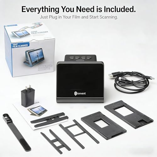 Film and Slide Scanner with 5 Inch Color LCD Screen, 48MP Interpolated Digital Scanner Converts 35mm 135 126 110 Film to JPEG Images