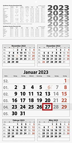 BRUNNEN 5-Month Calendar 2023 30 x 59 cm, One Piece Back: Grey