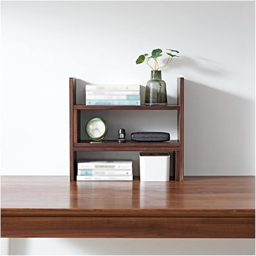 HDXJIZCQ Storage Shelving Unit Vintage Brown Wooden Bookshelf Desktop Organizer Office Rack Adjustable Display Book Shelf Stand
