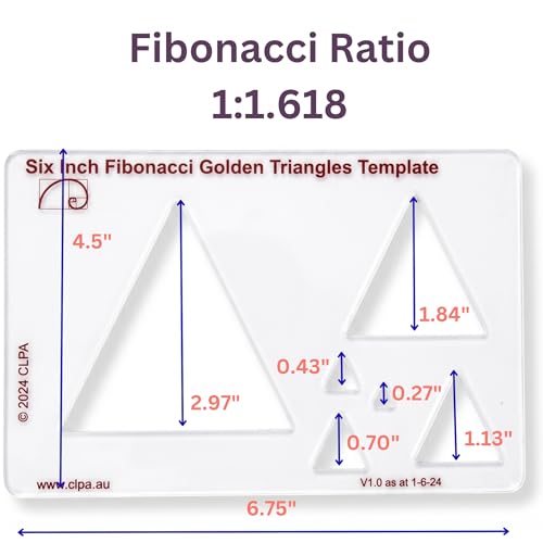 Fibonacci 6" 3-Piece Drawing Template Set, Golden Ratio Stencils