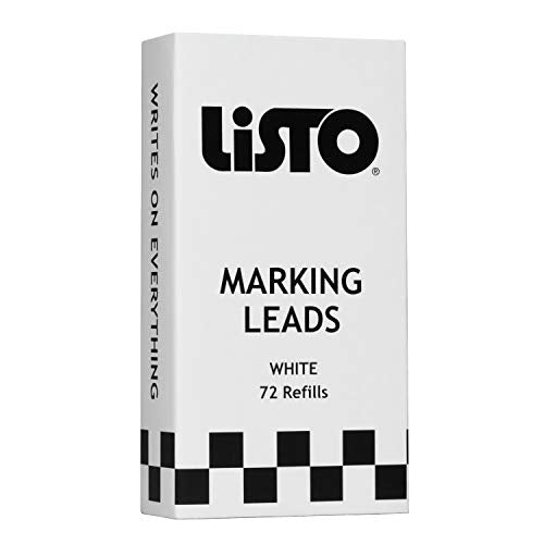 Bundle of Listo 1620 Marking Pencil/Grease Pencils/China Marking Pencils/Wax Pencils - White, Box of 12 With 72 Refills