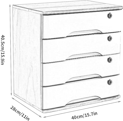 Drawer Organizers Desktop Storage Box with Drawers, with Lockable Drawers Desktop Storage Box, Office Supplies A4 File Organizer(Color:B)