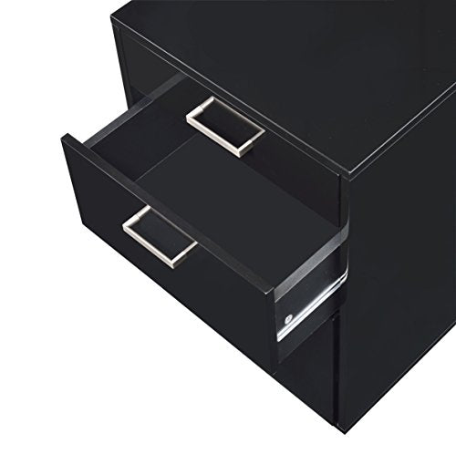 3 Drawer Wood Vertical File Cabinet with 4 Casters for Office Home Wood Vertical File Cabinet Versatile Filing Organization Storage Cabinets for File Folders Full Assambly Black High Gloss & Chrome