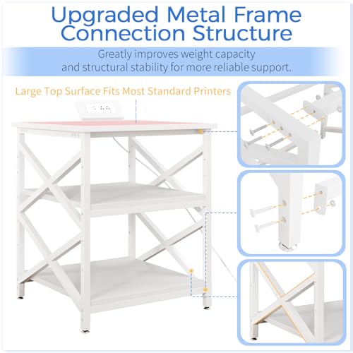 METYERRY 24"x23.6" Large Printer Stand with Power Outlet, 3 Tier Cart