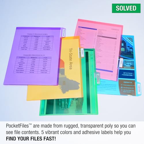 Ultimate Office Poly Color File Folders Letter Size, 5th-Cut Tabs, Set 100