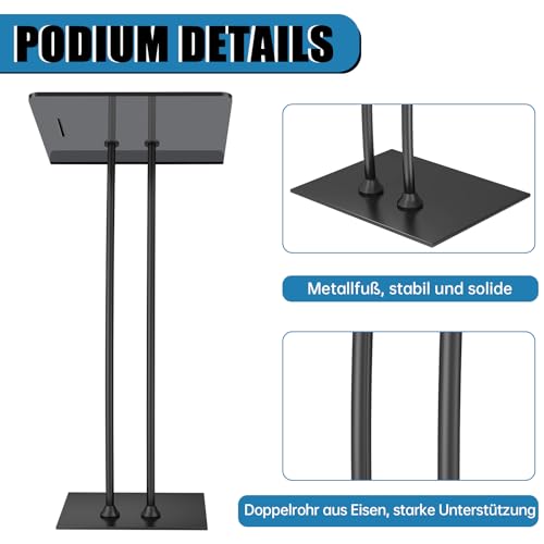 Pulpits for Churches with Iron Stable Bottom, Acrylic Podium Lectern with 10MM Thickened Acrylic Countertop, Multi Function Pulpit for Modern Classroom Music Concert Wedding Conference Event