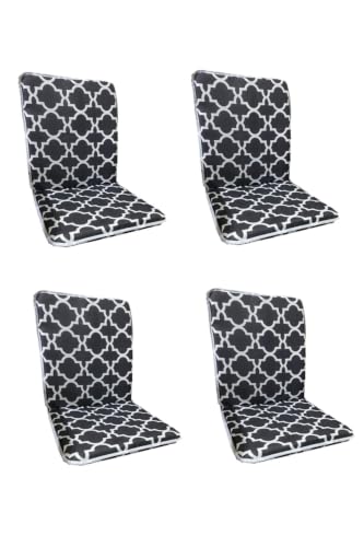 SODEF Chair Cushion Set with Backrest 4 Pieces - Washable, Zippered, 4-inch Thick Seat and Back Support for Outdoor/Indoor Use, Geometric Pattern - Multicolor