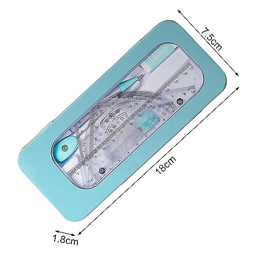 maths set protractor set7 Pieces Math Geometry Kit Set Student Supplies Geometry Set for School, Includes Ruler, Protractor, Compass, Lead Refills, Window Box and Eraser,etc Compass Set (Color : Bigbl