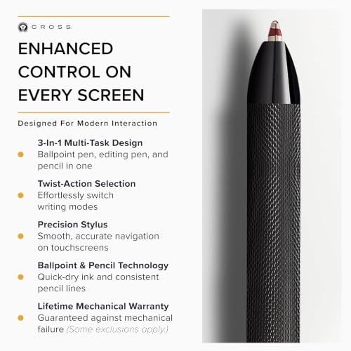 Cross Tech3+ Brushed Black PVD Multifunction Pen, Black Ink, Corporate Gift