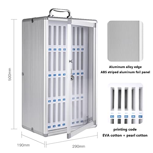 Aluminum Alloy Pocket Chart Cell Phones Storage Cabinet for Cell Phones,Wall-Mounted with A Locked,Can Be Carried by Hand for Office Classroom Factory (Color : Silver, Size : 36)