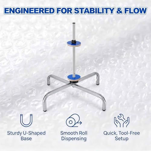 Manual Standing Wrapping Roll Stand, Vertical Bubbles Foam Wrap Roll Dispenser With Metal Frame, Length Adjustable 40-150cm & Easy Film Replacement, For Packaging Moving And Shipping Null 60cm