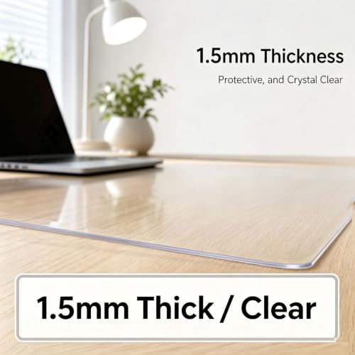Clear Desk Pad Blotter on Top of Desks 47.2x53.2in, 1.5mm