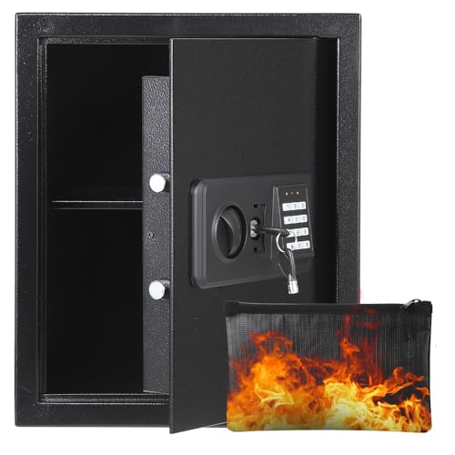 Garvee 45L Safe Safe with Number Code, Keys & Fireproof Bag, Safe for Home/Hotel, Alarm, Adjustable Shelf, Hotel Safes Cash, Jewellery & Documents, Wall/Floor Mounting, 42 x 35 x 31 cm