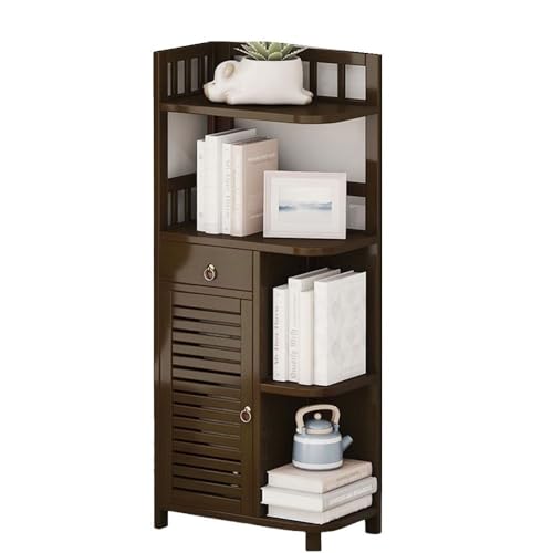 VHDY85KA Bookcase Corner Cabinet, Bedroom, Floor to Ceiling Living Room Side Cabinet, Storage Cabinet, Bookshelf Modern(Brown,Small)