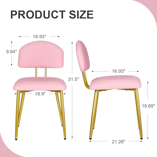 VECELO Stacking Dining Chairs Set of 2, Curved Backrest, Pink