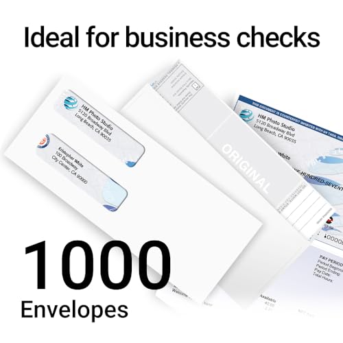 1000 VersaCheck NRP Business Self-Sealing Double Window Security Standard and Voucher Check Envelopes - Compatible with business checks made from VersaCheck, QuickBooks, Quicken, Sage, and others.
