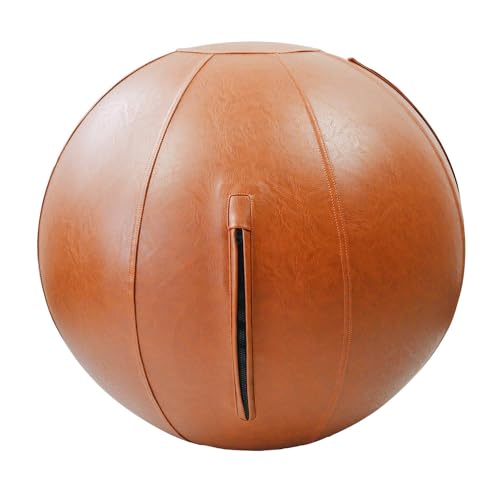 LifeSpan Fitness Yoga Exercise Ball Chair - Fitness Ball for Workout, Birthing Ball for Pregnancy, Exercise Ball Chair for Office, Balance Ball Chair (Caramel Leather, 25 Inch)